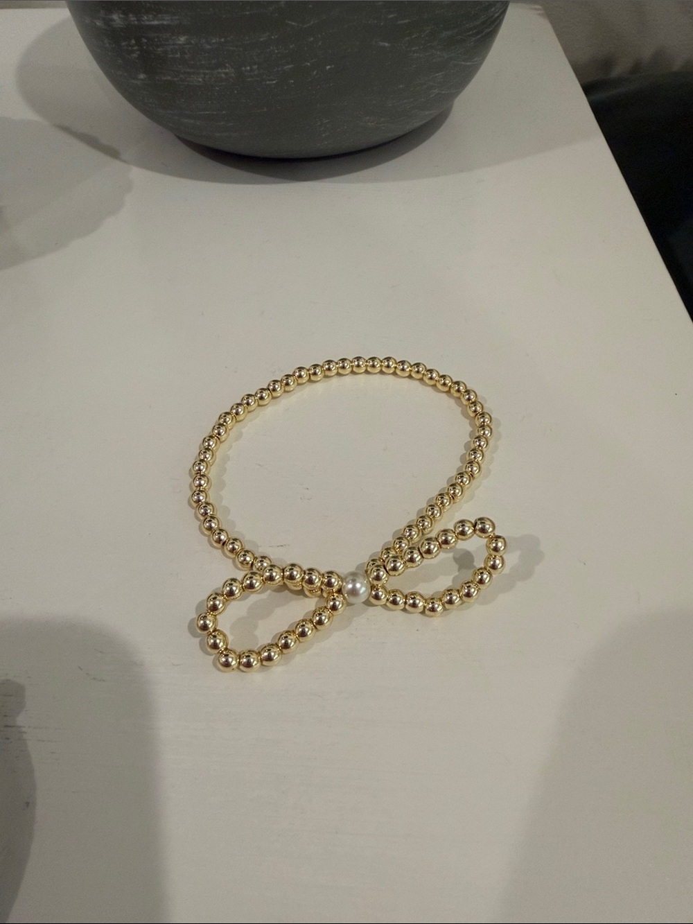 Gold Beaded Bow Bracelet
